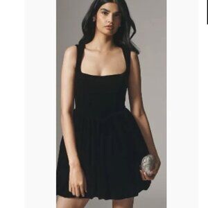 BHDLN Ariana Velvet Square-Neck Fit & Flare Bubble Mini Dress - Size L - NWT